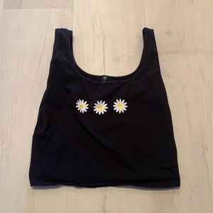 small black flower tank top